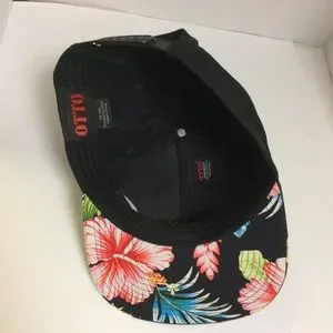 Otto 3030 Pro Maui Hawaii Black Floral Hat Otto 125-1146 6 Panel Mid Pro Snapback Tropical Hat Hawaiian  main image 4